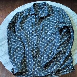 All Saints Blue Floral Casual Button Down Shirt